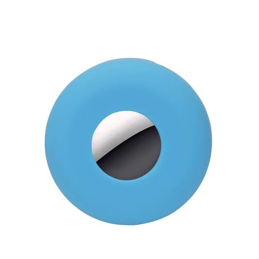 Étui airtag pour chien en silicone bleu de la marque Oscar et Plume pour protéger localisateur