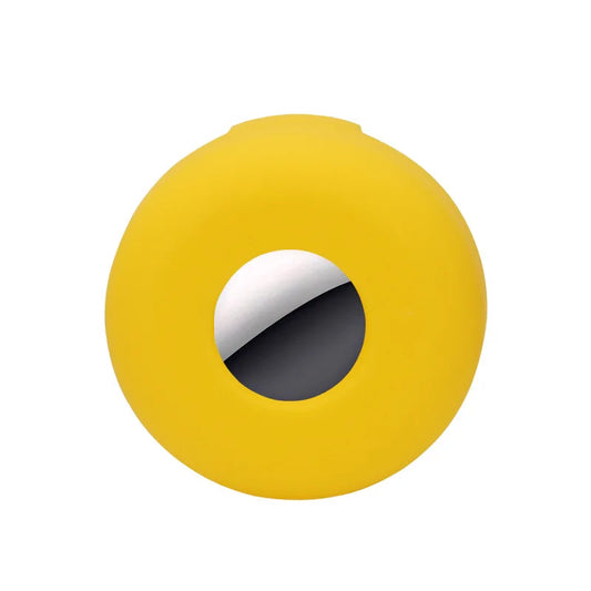 Étui airtag pour chien rond en silicone jaune pour protéger et attacher facilement l'AirTag