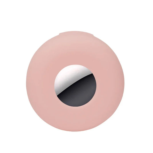 Étui airtag pour chien en silicone rose conçu par Oscar et Plume pour protéger et attacher l'airtag