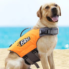 Chien portant un gilet de sauvetage pour chien orange avec poignée et attaches réglables