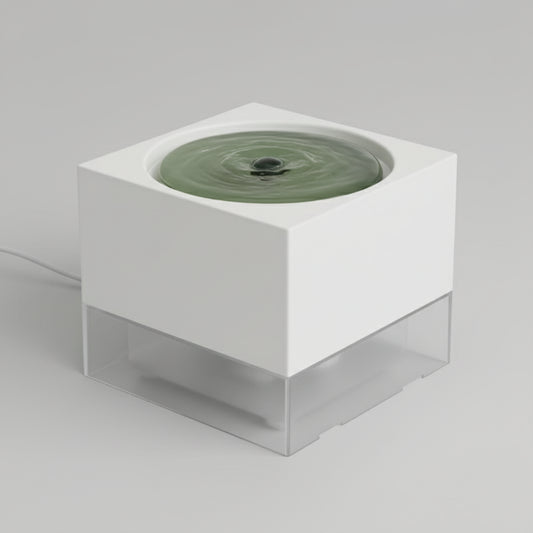 Fontaine à eau pour chat carré design moderne blanc avec réservoir transparent Oscar et Plume