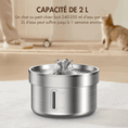 Load image into Gallery viewer, Fontaine pour chat inox avec capacité de 2 litres pour chien et chat avec indicateur de niveau d'eau
