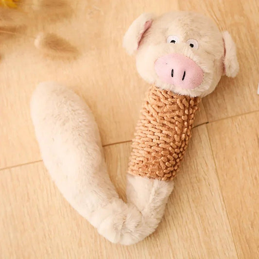 Jouet corde coton chien en peluche avec tête de cochon doux pour jeu et câlins