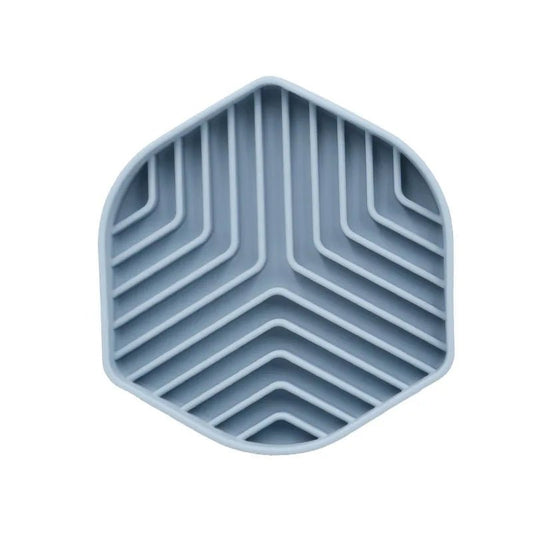 Gamelle anti glouton chat en silicone bleue avec rainures pour ralentir la vitesse de repas