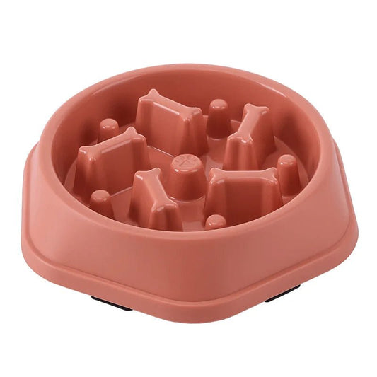 Gamelle anti glouton chien Oscar et Plume en plastique rose pour ralentir la prise de nourriture