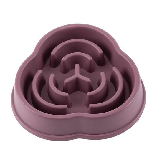 Gamelle anti glouton chien Oscar et Plume en plastique violet avec labyrinthe pour ralentir l'alimentation