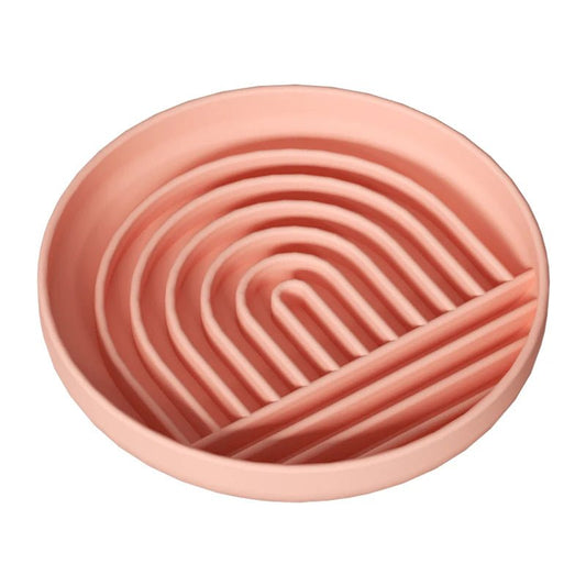 Gamelle anti glouton chien rose en silicone avec labyrinthe pour ralentir alimentation