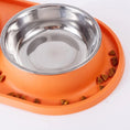 Load image into Gallery viewer, Gamelle anti glouton pour chien en plastique orange avec un bol en acier inoxydable
