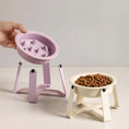 Load image into Gallery viewer, Gamelle anti glouton pour chien en rose avec support moderne, idéale pour ralentir l'alimentation

