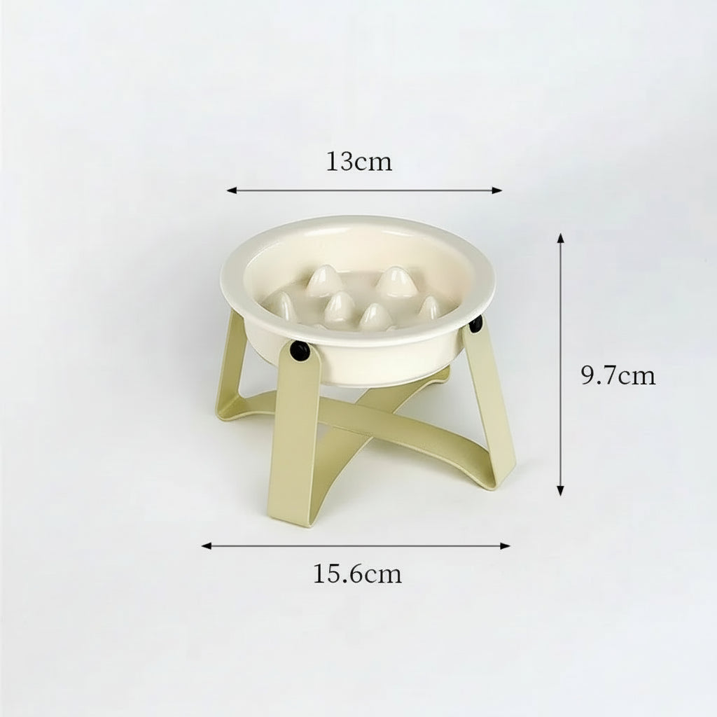 Gamelle anti glouton pour chien avec cadre en fer, capacité de 150 ml et protection sur les bords