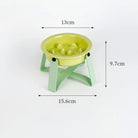 Gamelle anti glouton pour chien en vert avec protection des bords et support en fer, capacité de 150 ml