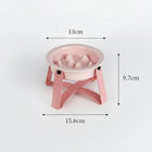 Gamelle anti glouton pour chien rose avec protection des bords et support fer, capacité 150ml