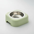 Gamelle anti-renversement petit chien Oscar et Plume en acier inoxydable avec support vert pâle