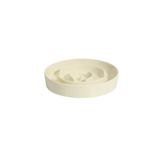 Gamelle céramique anti glouton beige avec compartiments pour ralentir la prise de nourriture