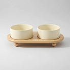 Gamelle céramique chat double avec support en bois naturel Oscar et Plume pour alimentation facile