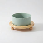 Gamelle céramique chat couleur vert d'eau avec support en bois naturel Oscar et Plume