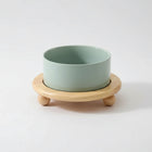 Gamelle céramique chat couleur vert d'eau avec support en bois naturel Oscar et Plume