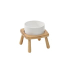 Gamelle céramique chien blanche avec support en bois naturel design moderne Oscar et Plume