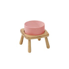 Gamelle céramique chien rose sur support en bois naturel Oscar et Plume pour repas confortable