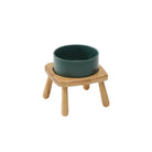 gamelle céramique chien verte sur support en bois naturel Oscar et Plume