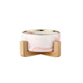 Load image into Gallery viewer, Gamelle Céramique marbre Oscar et Plume Bol Rose et or + support / 400 ml
