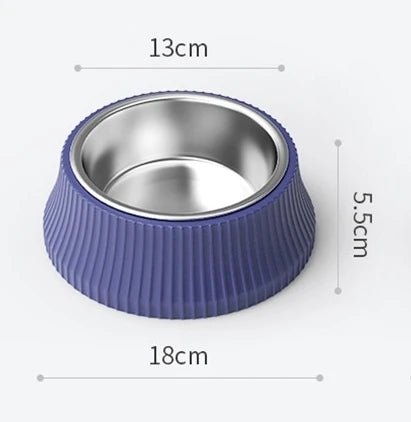 Gamelle chien inox avec bordure antidérapante bleu de 18 cm de diamètre pour alimentation sûre