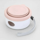Gamelle de voyage petit chien pliable en silicone rose avec poignée de transport