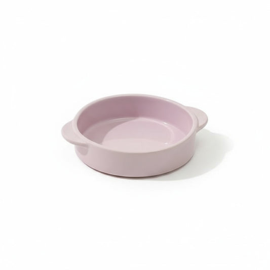 Gamelle design chien Oscar et Plume en plastique rose clair avec bords arrondis