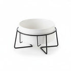 Gamelle design chien en céramique blanche avec support métallique noir Oscar et Plume
