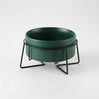 Gamelle design chien en céramique bleu avec support métal minimaliste pour alimentation canine