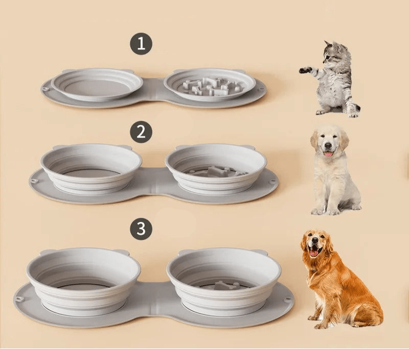 Gamelle Double Pliante en silicone Anti-Glouton pour chien Oscar et Plume Default Title