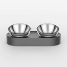 Gamelle double résistante en acier inoxydable avec support noir pour animaux de compagnie