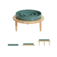 Load image into Gallery viewer, Gamelle en céramique anti glouton pour chien et chat - 3 positions Oscar et Plume Vert foncé + plateau bois / S-15.5x4cm
