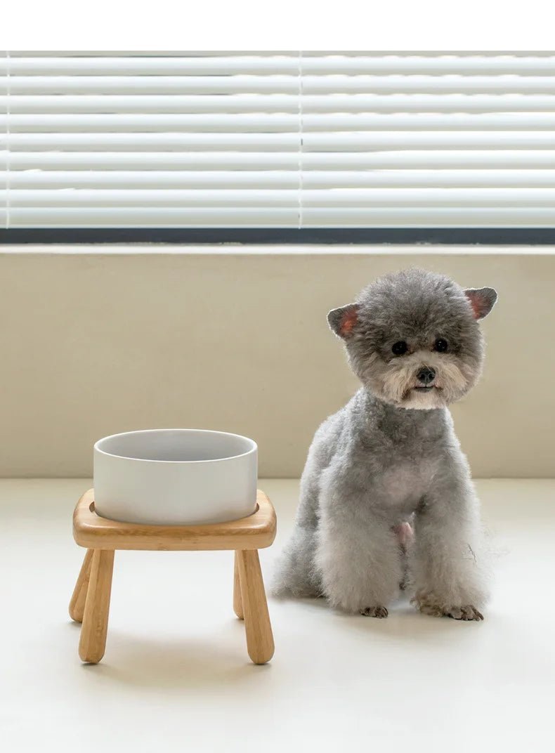 Gamelle en céramique avec support bois pour petit et grand chien - Oscar et Plume