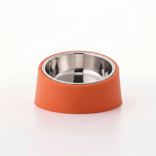 Gamelle ergonomique chien en inox avec base orange antidérapante pour alimentation confortable
