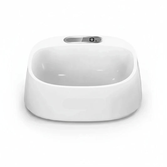 Gamelle intelligente pour chat chien blanche avec écran digital de mesure de nourriture