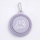 Gamelle légère portable pliable couleur violette avec dessin de chat et mousqueton Oscar et Plume