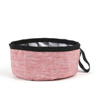 Gamelle pliable chien chat rose avec bord noir et poignée pratique pour voyage Oscar et Plume