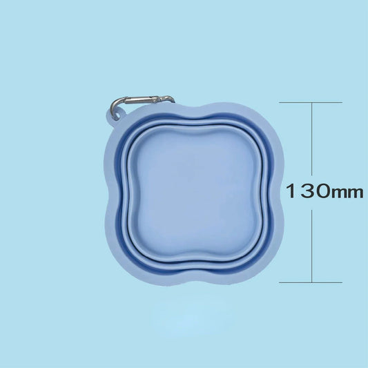 Gamelle pliable pour chien chat bleue compacte avec mousqueton pour transport facile