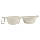 Gamelle pliable silicone beige avec double compartiment et mousqueton Oscar et Plume