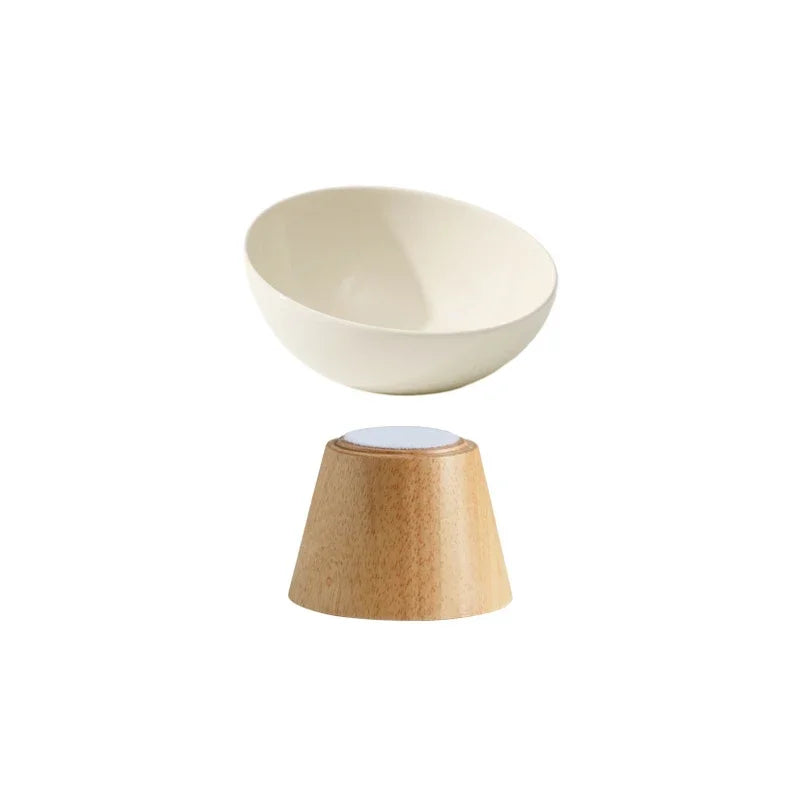 Gamelle pour chat en céramique avec support en bois élégant pour une alimentation stylée