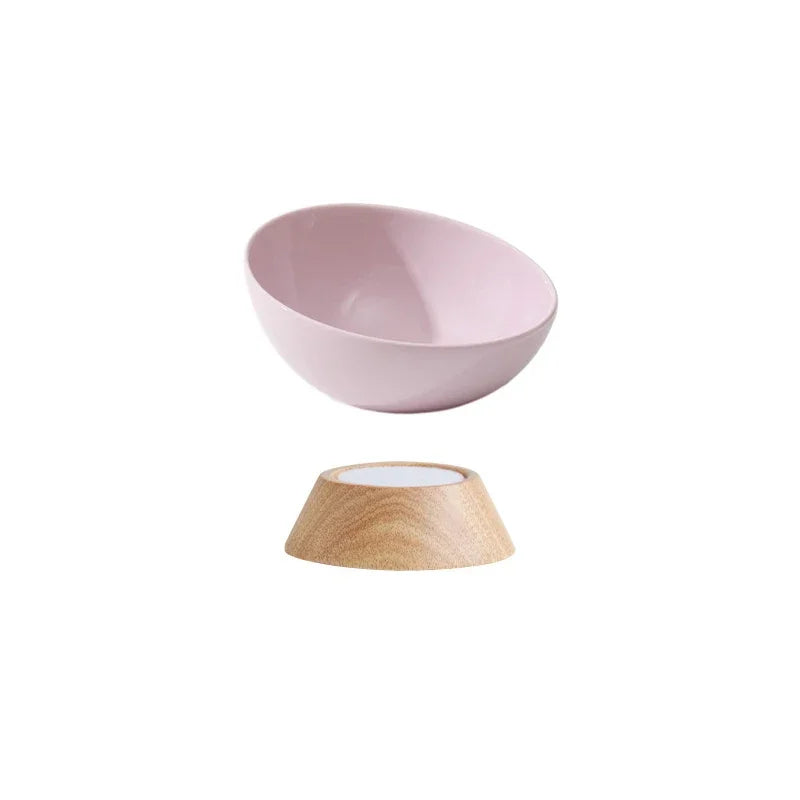 Gamelle pour chat en rose avec support en bois pour un style élégant dans votre maison