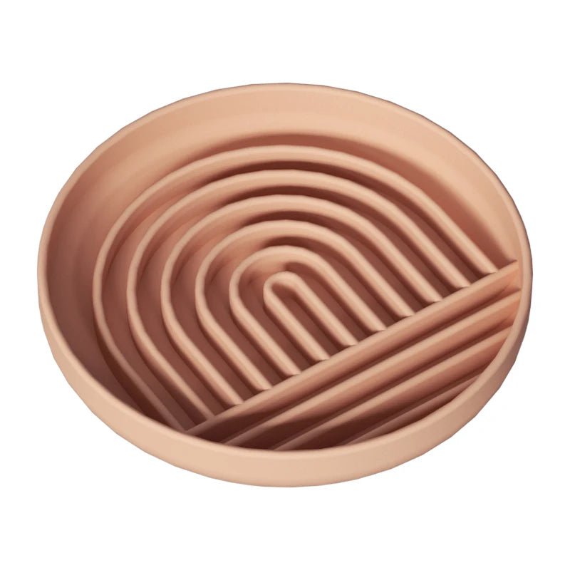 Gamelle ronde en silicone pour alimentation lente, anti glouton Oscar et Plume Saumon