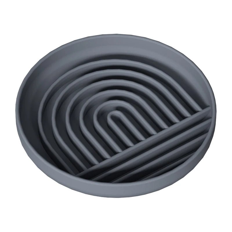 Gamelle ronde en silicone pour alimentation lente, anti glouton Oscar et Plume Gris