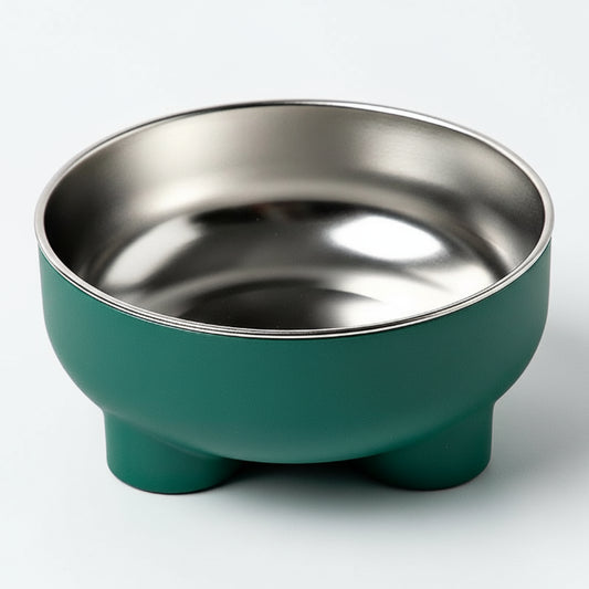 Gamelle séparable chien et chat Oscar et Plume en acier inoxydable avec extérieur vert