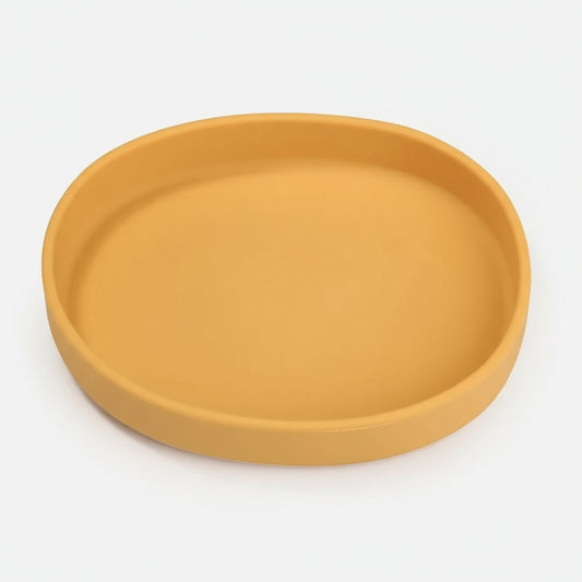 gamelle silicone chien ronde de couleur jaune moutarde pour repas facile et propre
