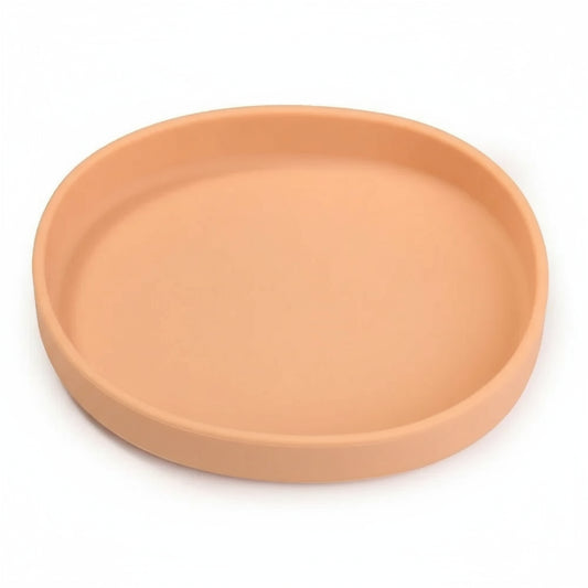 Gamelle silicone chien couleur pêche avec design simple et moderne pour alimentation facile