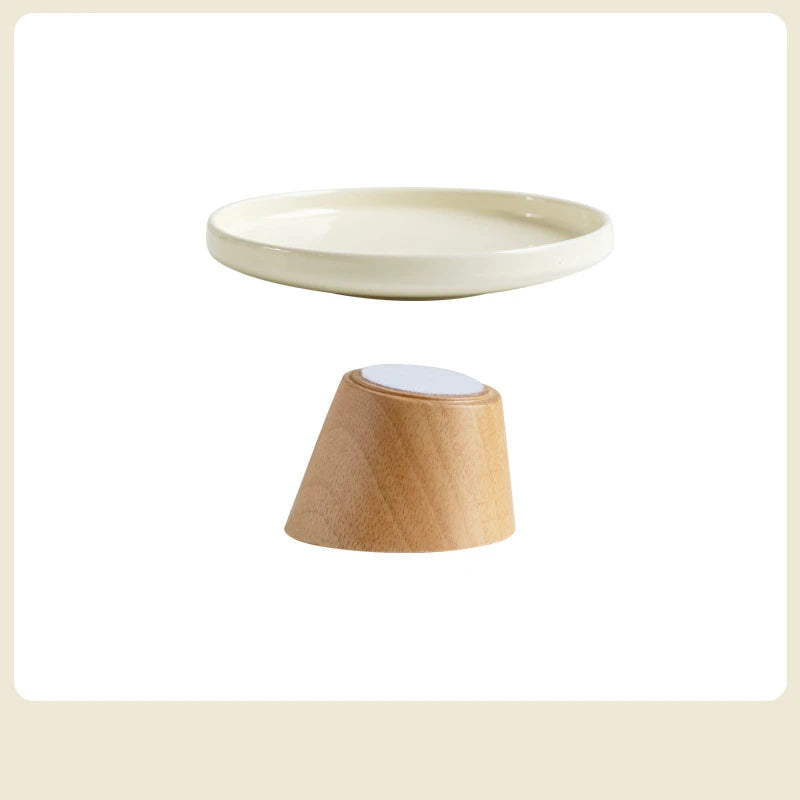 Gamelle surélevée en céramique pour chat avec support en bois élégant pour un confort optimal