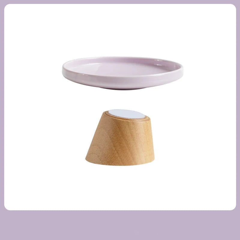 Gamelle surélevée en céramique pour chat avec support en bois pour un repas stylé