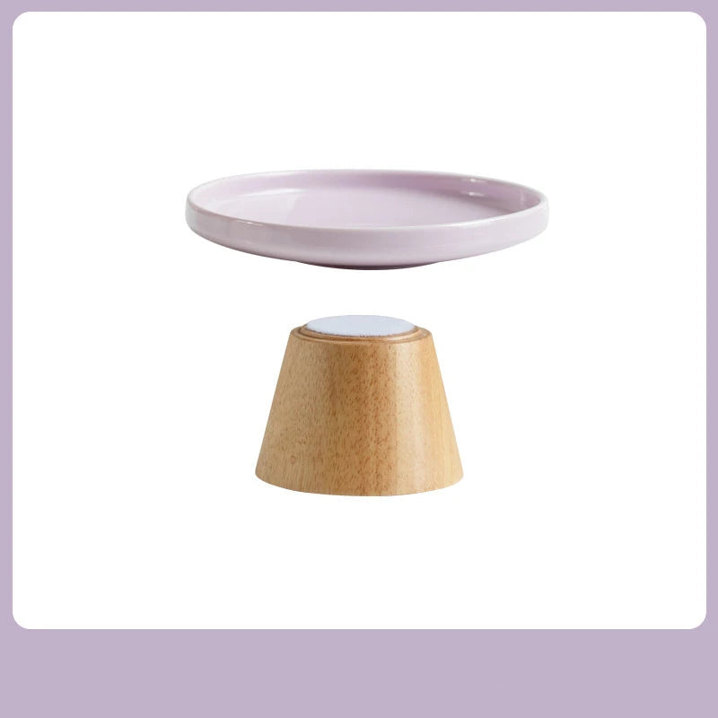 Gamelle surélevée en céramique pour chat avec support en bois pour un confort optimal